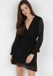 Czarna Sukienka Sharpblaze. Czarne sukienki damskie Born2be, bez wzorów, z materiału, wizytowe, bez ramiączek. Za 54.99 zł.