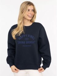 Zwillingsherz Bluza "Happy Vibes" w kolorze granatowym rozmiar: S/M. Niebieskie bluzy damskie Zwillingsherz, m, bez wzorów, bez kaptura. Za 223.99 zł.