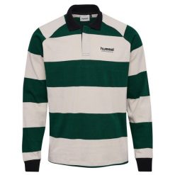 Koszulka polo z długim rękawem Hummel Striped. Zielone koszulki damskie Hummel, bez wzorów, z bawełny, bez kołnierzyka, bez ramiączek. Za 286.50 zł.