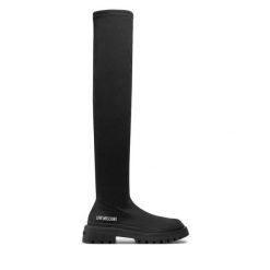 Muszkieterki LOVE MOSCHINO. Czarne kozaki damskie Love Moschino, bez obcasa, na płaskiej podeszwie, bez zapięcia. Za 1,219.00 zł.