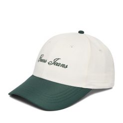 Czapka z daszkiem Guess Jeans. Białe czapki z daszkiem damskie Guess Jeans, z aplikacjami, z jeansu. Za 79.99 zł.