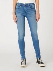 DAMSKIE SPODNIE WRANGLER HIGH SKINNY DOROTHY 112332394. Rurki damskie Wrangler, bez wzorów, z jeansu. Za 189.99 zł.