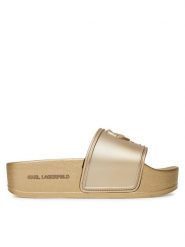 KARL LAGERFELD Klapki Kondo Maxi KL80819M Złoty. Żółte klapki damskie KARL LAGERFELD, bez wzorów, z syntetyku, bez obcasa, bez zapięcia. Za 319.99 zł.