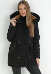 Czarna Kurtka Parka z Kapturem z Futerkiem Ouida. Czarne kurtki damskie Born2be, xl, z futra, z kapturem. Za 149.99 zł.