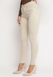 Beżowe Jeansy Skinny z Regularnym Stanem Ingas. Brązowe jeansy damskie Born2be, bez wzorów, z jeansu. Za 74.99 zł.