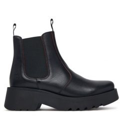 Sztyblety Fly London. Czerwone botki damskie Fly London, bez obcasa, na słupku, bez zapięcia. Za 749.99 zł.