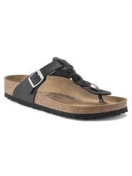 Birkenstock Skórzane japonki "Gizeh" w kolorze czarnym rozmiar: 36. Czarne klapki damskie Birkenstock, bez wzorów, z otwartym noskiem, bez obcasa, bez zapięcia. Za 463.38 zł.