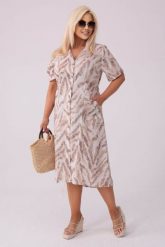 Letnia sukienka Nel w stylu safari PLUS SIZE XXL LATO. Brązowe sukienki damskie Moda Size Plus Iwanek, bez wzorów, z elastanu, eleganckie, bez ramiączek. Za 299.90 zł.