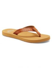 Japonki damskie ROXY Porto Motif. Brązowe klapki damskie Roxy, bez wzorów, z materiału, bez obcasa, bez zapięcia. Za 99.99 zł.