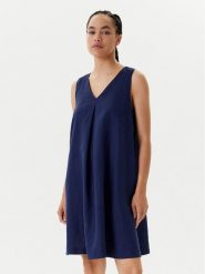 United Colors Of Benetton Sukienka letnia 4AGHDV0AX Granatowy Relaxed Fit. Niebieskie sukienki damskie United Colors Of Benetton, bez wzorów, ze lnu, bez ramiączek. Za 219.99 zł.