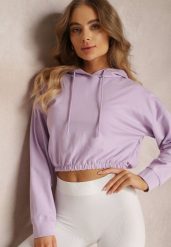 Fioletowa Bluza z Kapturem Pyrhano. Fioletowe bluzy damskie Renee, l, bez wzorów, z jeansu, z kapturem. Za 34.99 zł.