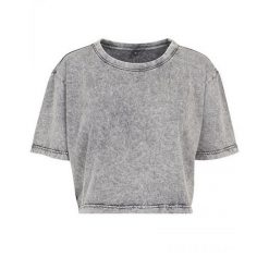 Koszulka Damska Acid Wash Crop T-shirt. Białe bluzki damskie BUILD YOUR BRAND, m, bez wzorów, bez kołnierzyka, bez ramiączek. Za 73.99 zł.