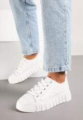 Białe Płaskie Sneakersy Vices ze Sznurowaniem Lorori. Białe obuwie sportowe damskie Renee, na lato, z jeansu, bez zapięcia. Za 99.99 zł.