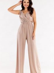 Kombinezon Model A552 Beige - awama. Brązowe kombinezony damskie Awama, l, bez wzorów, z elastanu, bez kołnierzyka, bez ramiączek. Za 398.95 zł.