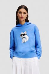 KARL LAGERFELD Niebieska damska bluza z kapturem Ikon Aquarelle C. Niebieskie bluzy damskie KARL LAGERFELD, s, bez wzorów, z kapturem. W wyprzedaży za 659.99 zł.
