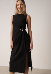 Czarna Sukienka z Wiskozą z Metaliczną Aplikacją i Rozcięciem na Nogę Aeradina. Czarne sukienki damskie Born2be, z aplikacjami, z wiskozy, klasyczne, bez ramiączek. Za 119.99 zł.
