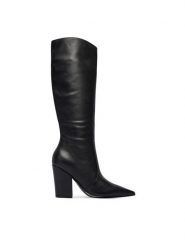 Guess Kozaki FLFNRL LEA11 Czarny. Czarne kozaki damskie Guess, ze skóry, bez obcasa, na słupku, bez zapięcia. Za 1,019.00 zł.