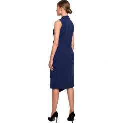Sukienka marynarka na lato bez rękawów asymetryczna żakietowa granat. Marynarki i żakiety damskie Sukienki.shop, xl, bez wzorów, biznesowe. W wyprzedaży za 160.00 zł.