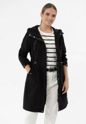 Wodoodporny płaszcz J-IZRA. Brązowe płaszcze damskie Volcano, m, bez wzorów, z materiału, z kapturem. Za 329.99 zł.