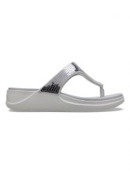 Crocs Japonki "Boca Sequin Wedge" w kolorze szarym rozmiar: 36/37. Szare klapki damskie Crocs, bez wzorów, z otwartym noskiem, bez obcasa, na platformie, bez zapięcia. Za 74.63 zł.