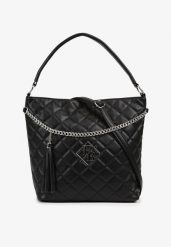 Czarna Torebka Pikowana Shopper z Paskiem Lanelea. Czarne shopper bag Born2be, bez wzorów, bez dodatków. Za 84.99 zł.