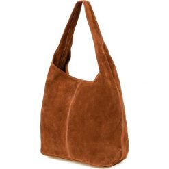 Worek A4 skórzany koniakowy U35. Czerwone torebki klasyczne damskie z materiału, na ramię, duże, zamszowe, bez dodatków. Za 159.99 zł.
