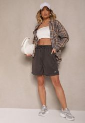 Szare Sportowe Szorty Typu Bermudy z Kieszeniami Terinia. Szare spodenki sportowe damskie Renee, na lato, l, bez wzorów, trekkingowe. Za 34.99 zł.