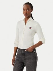 Tommy Jeans Kardigan Tjw Zip High Neck Cardigan Ext DW0DW20967 Biały Slim Fit. Białe kardigany damskie Tommy Jeans, l, bez wzorów, z jeansu. Za 409.99 zł.