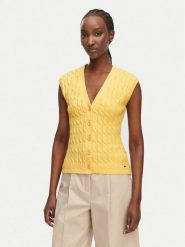 Tommy Hilfiger Kardigan WW0WW50075 Żółty jasny Slim Fit. Żółte kardigany damskie Tommy Hilfiger, l, bez wzorów, z bawełny. Za 529.99 zł.