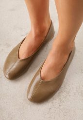 Zielone Gładkie Balerinki Basic z Zaokrąglonym Noskiem Kaleta. Zielone balerinki damskie Renee, bez wzorów, z jeansu. Za 79.99 zł.