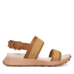 Sandały Hispanitas. Brązowe sandały damskie Hispanitas, bez wzorów, bez obcasa, na płaskiej podeszwie, bez zapięcia. Za 549.99 zł.