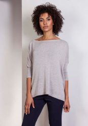 Szary Oversizowy Sweter z Metaliczną Nitką. Szare kardigany damskie Lanti, l, bez wzorów, z materiału. Za 224.90 zł.