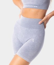 Szorty bezszowe sportowe dla kobiet Carpatree Yasmine. Niebieskie spodenki sportowe damskie Carpatree, l, bez wzorów, z materiału, z podwyższonym stanem, na fitness i siłownię. Za 119.99 zł.
