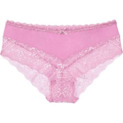 Figi panty Pink Collection bonprix jasnoróżowy. Czerwone figi bonprix, w koronkowe wzory, z bawełny. Za 29.99 zł.