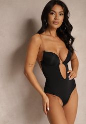 Czarne Modelujące Body z Usztywniany Miseczkami na Regulowanych Ramiączkach Pinnessa. Czarne bielizna korygująca Renee, bez wzorów. Za 69.99 zł.