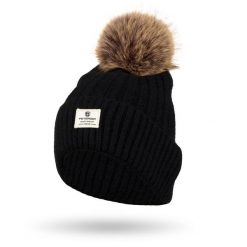 Czapka czarna Peterson PTN HAT-07. Czarne czapki damskie Peterson, na zimę, bez wzorów, z futra. Za 41.99 zł.