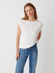 OPUS Koszulka w kolorze białym rozmiar: 38. Białe bluzki damskie Opus, bez wzorów, z wiskozy, bez kołnierzyka, bez ramiączek. Za 100.99 zł.
