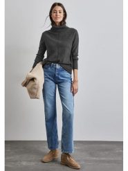 Street One Sweter w kolorze antracytowym rozmiar: 42. Czarne golfy damskie Street One, z bawełny, bez kołnierzyka. Za 123.25 zł.