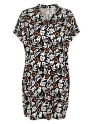 Roadsign Sukienka w kolorze czarno-biało-pomarańczowym rozmiar: S/M. Czarne sukienki damskie Roadsign, bez wzorów, z wiskozy, bez ramiączek. Za 78.99 zł.