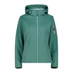Kurtka damska turystyczna CMP 39A5016. Zielone kurtki damskie CMP, l, bez wzorów, z softshellu, z kapturem. Za 361.05 zł.