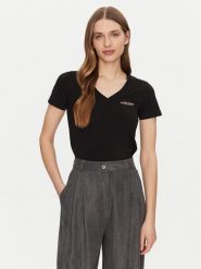 Guess Jeans T-Shirt W4YI23 J1314 Czarny Slim Fit. Czarne t-shirty damskie Guess Jeans, m, z aplikacjami, z bawełny, bez kołnierzyka. Za 109.99 zł.