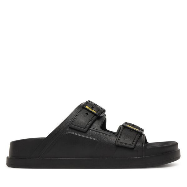 Klapki Blauer. Czarne klapki damskie Blauer, bez wzorów, bez obcasa, bez zapięcia. Za 199.99 zł.