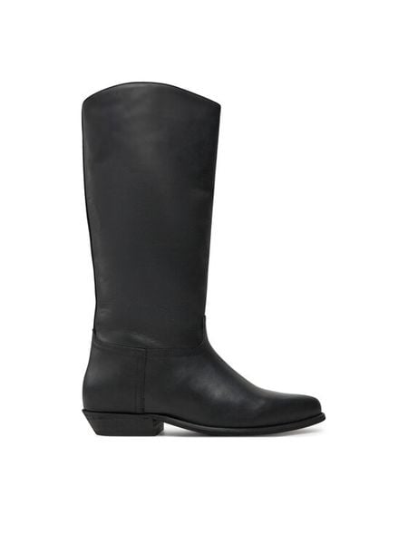 Bronx Kozaki Kendr-A 14345-H Czarny. Czarne kozaki damskie Bronx, ze skóry, bez obcasa, na płaskiej podeszwie, bez zapięcia. Za 609.99 zł.