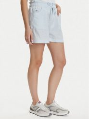 Tommy Jeans Szorty materiałowe DW0DW22227 Niebieski jasny Regular Fit. Niebieskie szorty damskie Tommy Jeans, bez wzorów, z jeansu. Za 329.99 zł.