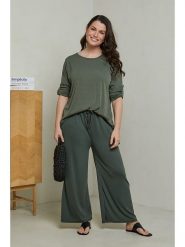 Curvy Lady 2-częściowy zestaw w kolorze khaki rozmiar: 48/50. Brązowe spodnie materiałowe damskie Curvy Lady, bez wzorów, z materiału. Za 122.96 zł.