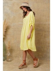 Fleur de Lin Lniana sukienka "Cadence" w kolorze żółtym rozmiar: M. Żółte sukienki damskie Fleur de Lin, bez wzorów, ze lnu, bez ramiączek. Za 223.99 zł.