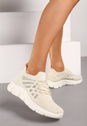 Beżowe Buty Sportowe z Elastyczną Wsuwaną Cholewką i Wkładką ze Skóry Naturalnej Rantia. Brązowe obuwie sportowe casual damskie Renee, z gumy. Za 44.99 zł.