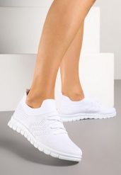 Białe Buty Sportowe Sneakersy z Elastyczną Cholewką Turezia. Białe obuwie sportowe casual damskie Renee, z jeansu, trekkingowe. Za 69.99 zł.