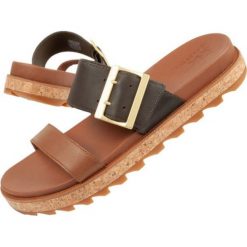 Klapki Sorel Roaming Slide NL4177-242 brązowe. Brązowe klapki damskie bez wzorów, z gumy, bez obcasa, bez zapięcia. Za 212.19 zł.