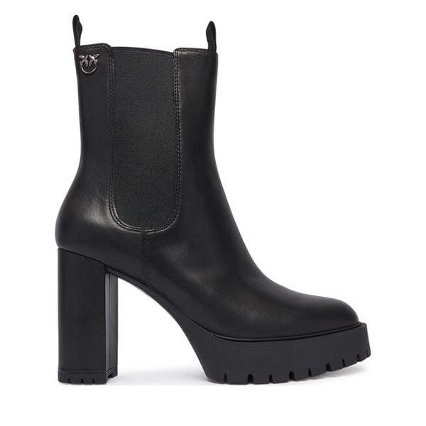 Botki PINKO. Czarne botki damskie Pinko, bez obcasa, na słupku, bez zapięcia. Za 1,399.00 zł.